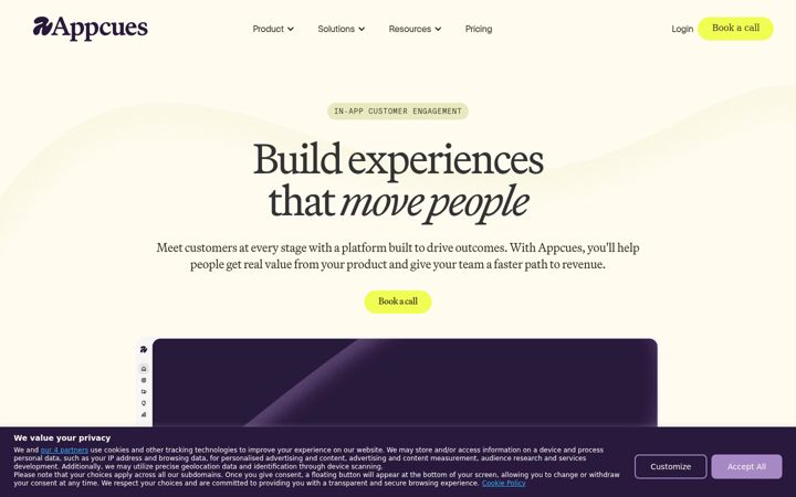 Screenshot of appcues.com