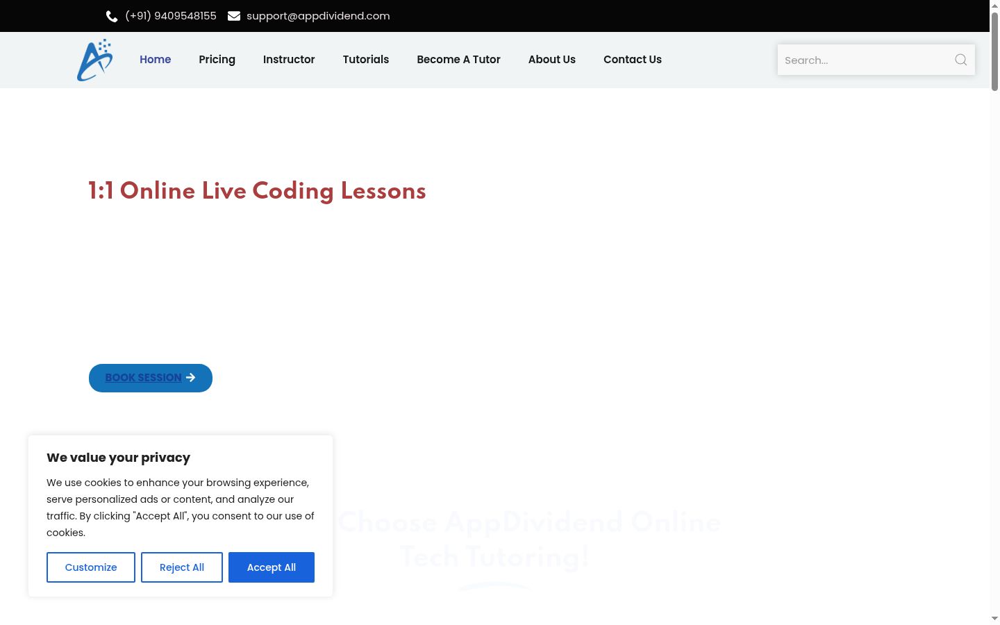 Screenshot del banner di consenso mostrato prima di qualsiasi interazione
