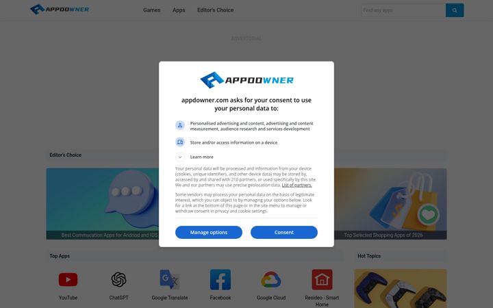 Screenshot του appdowner.com