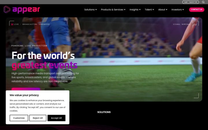 Screenshot of appear.net