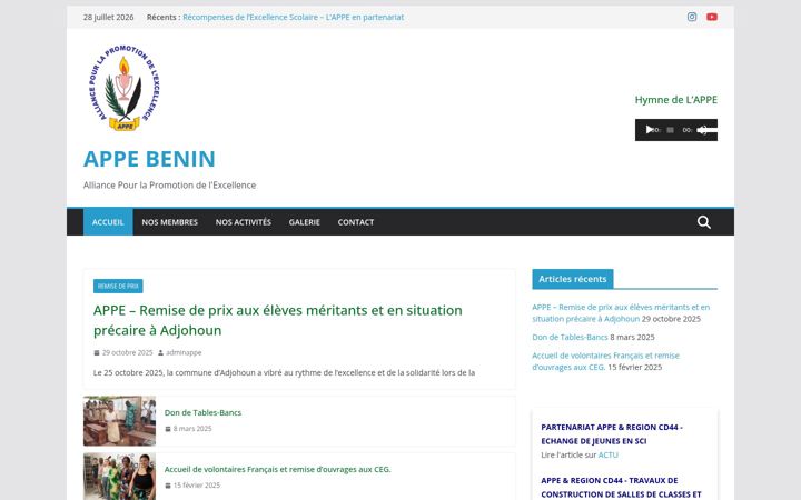 Screenshot του appebenin.com