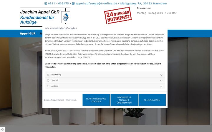 Screenshot of appel-aufzuege.de