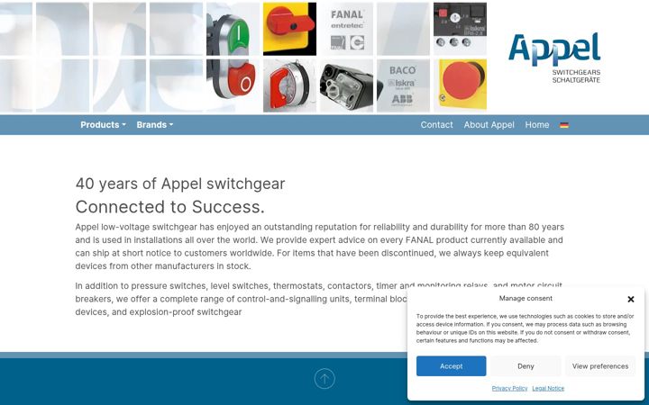 Képernyőkép: appel-switchgears.com