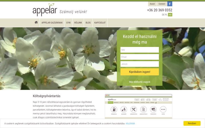 Screenshot of appelar.hu