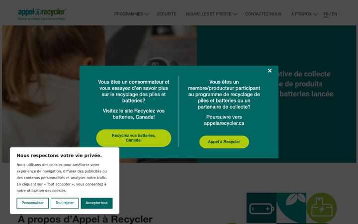 Screenshot of appelarecycler.ca