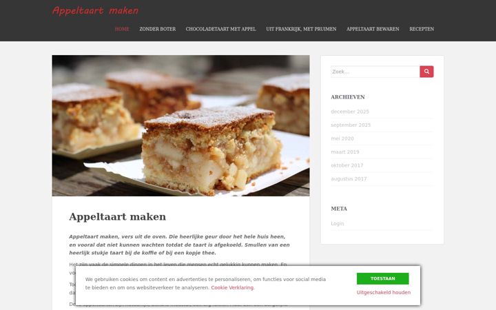 Screenshot ta' appeltaartmaken.eu