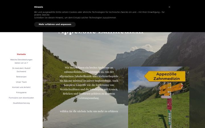Screenshot of appenzeller-zahnmedizin.ch