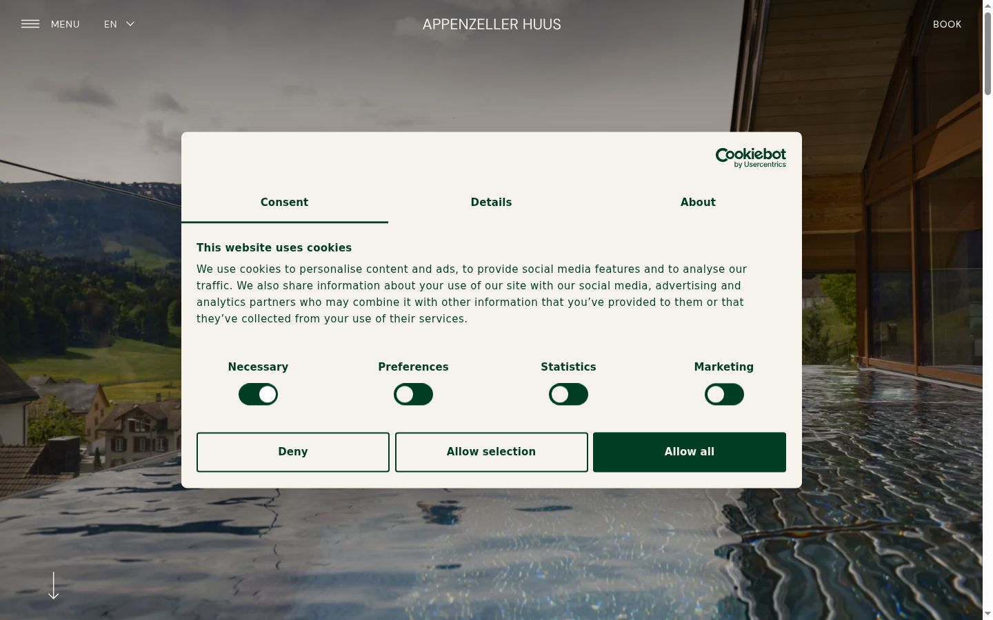 Screenshot of the consent banner shown before any interaction