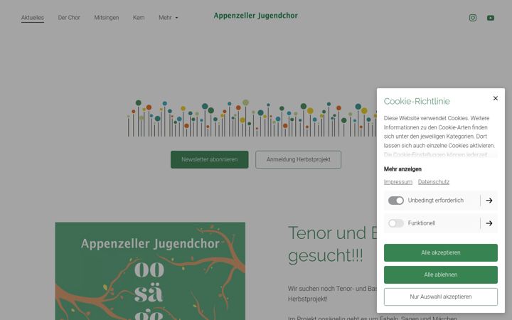 Screenshot of appenzellerjugendchor.ch