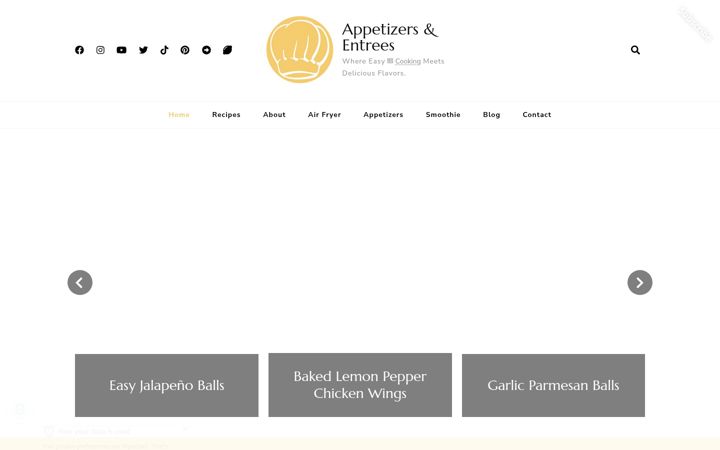 Screenshot ta' appetizersandentrees.com