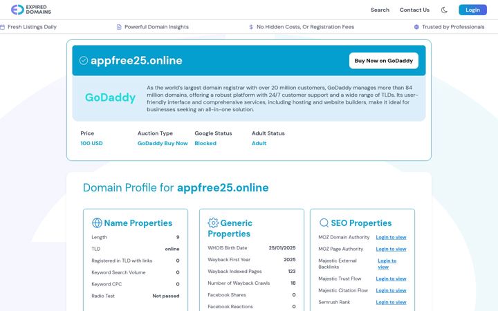 Screenshot of appfree25.online
