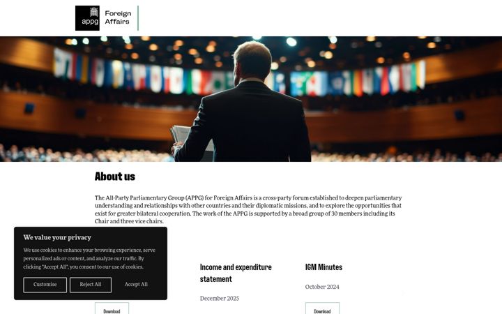 Screenshot di appgforeignaffairs.org