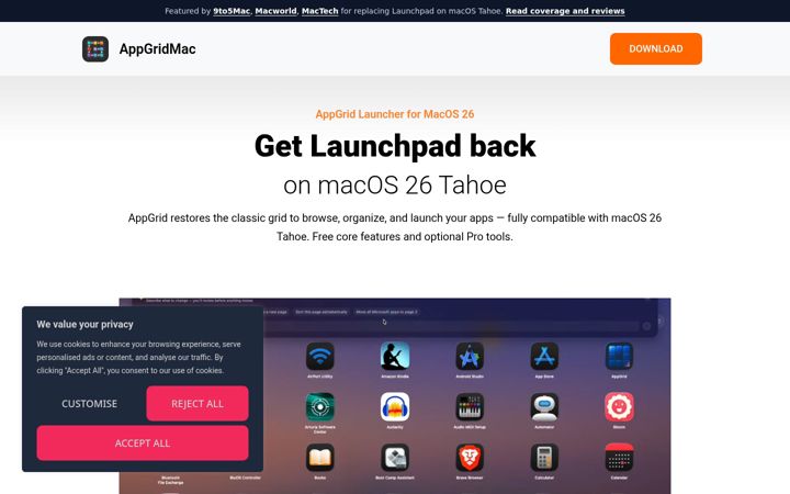 Screenshot of appgridmac.com
