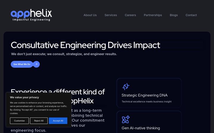 Screenshot ta' apphelix.ai
