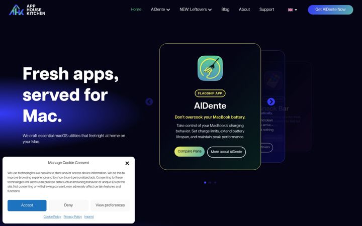 Screenshot of apphousekitchen.com