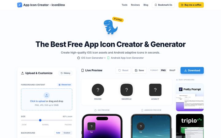 Screenshot of appiconcreator.com