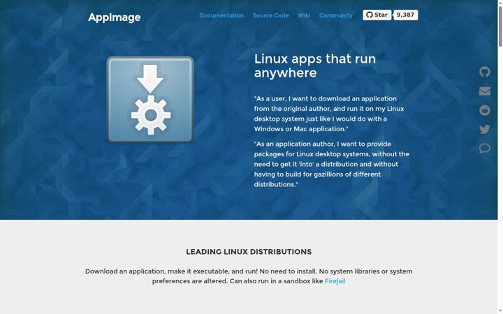 Screenshot of appimage.org