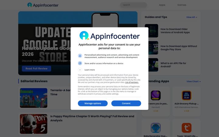 Screenshot of appinfocenter.com