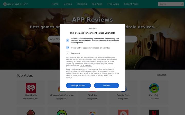 Screenshot of appinfogallery.net