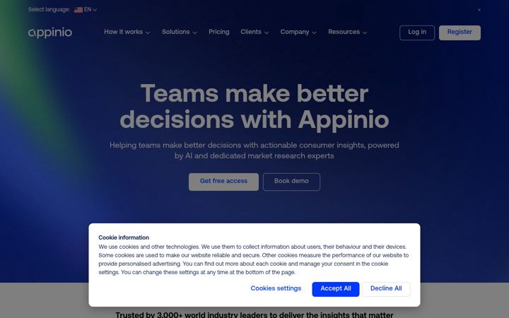 Screenshot of appinio.com