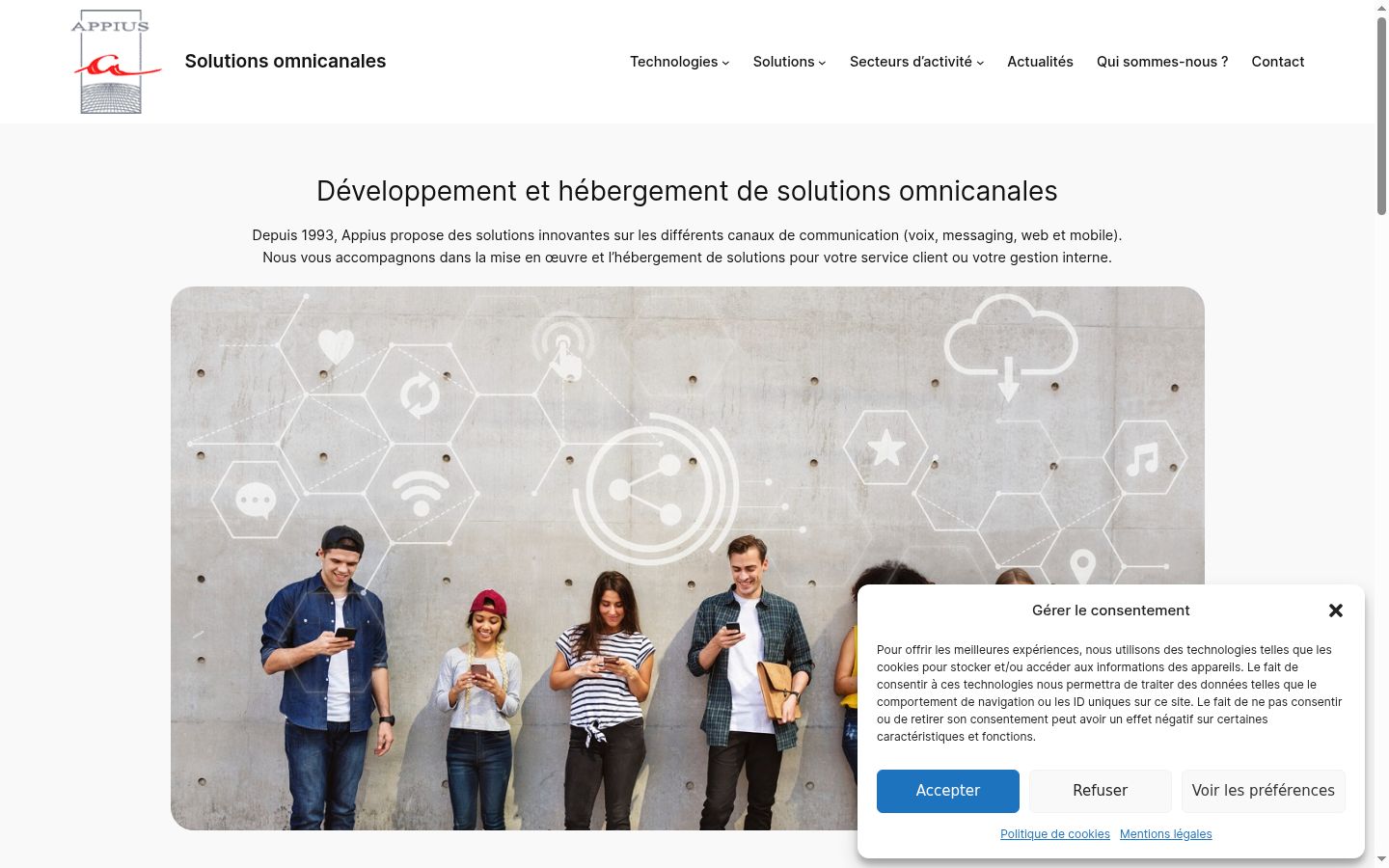 Screenshot del banner di consenso mostrato prima di qualsiasi interazione