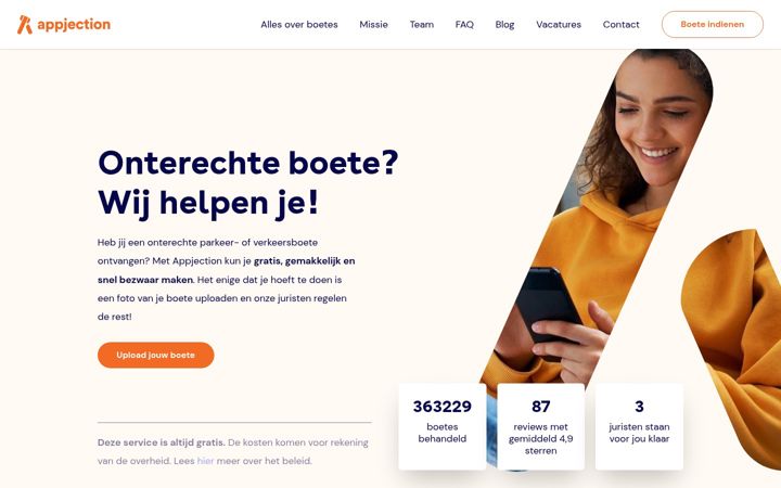 Screenshot of appjection.nl