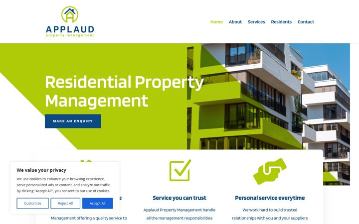 Captura de ecrã de applaudpropertymanagement.co.uk