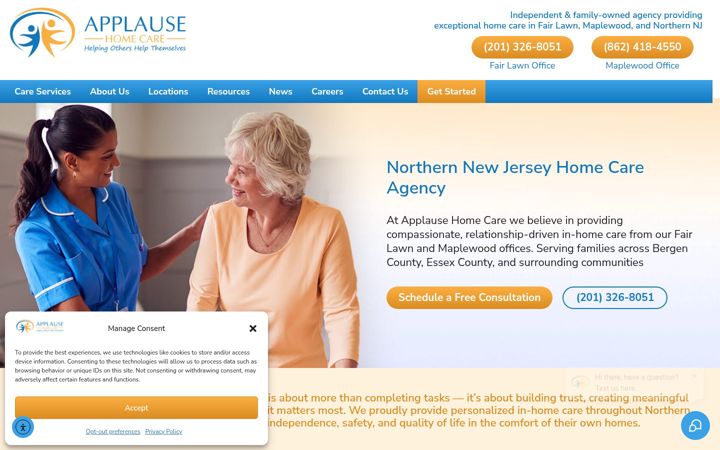 Screenshot di applausehomecare.com
