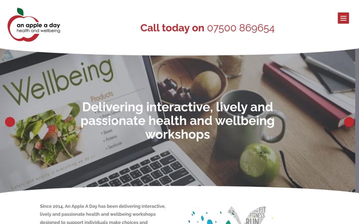 Screenshot of appleadaywellbeing.co.uk