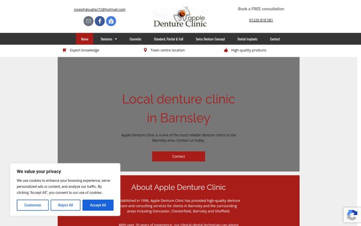 Screenshot of appledentureclinic.co.uk