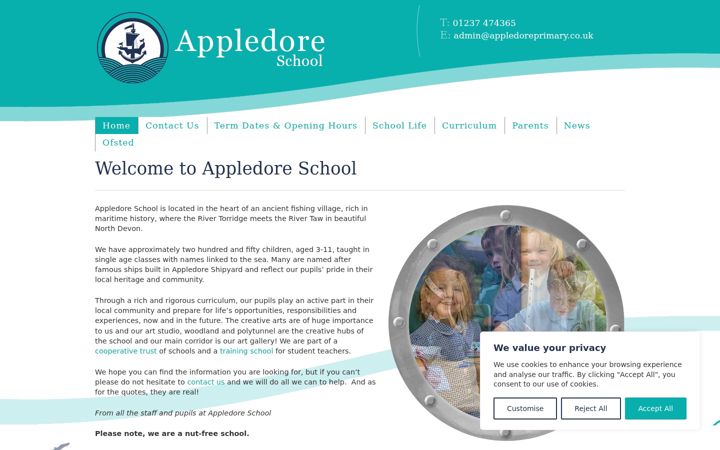 Screenshot of appledore-primary.devon.sch.uk