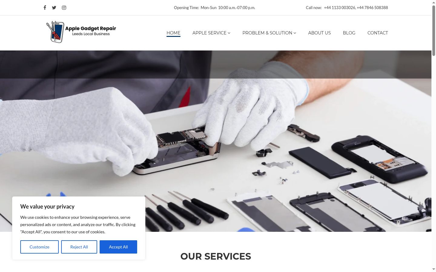 Screenshot del banner di consenso mostrato prima di qualsiasi interazione