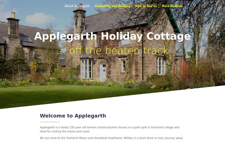 Screenshot of applegarthholidaycottage.co.uk