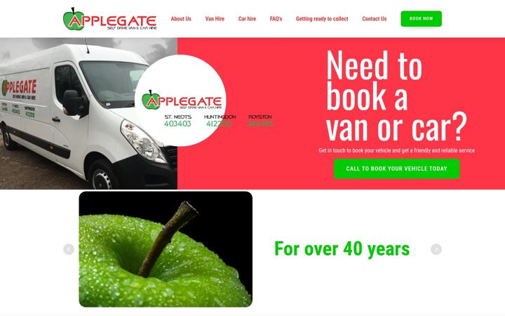Screenshot of applegatevanhire.com