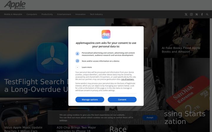Screenshot of applemagazine.com