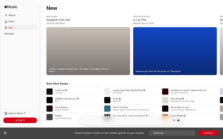 Screenshot of applemusic.com