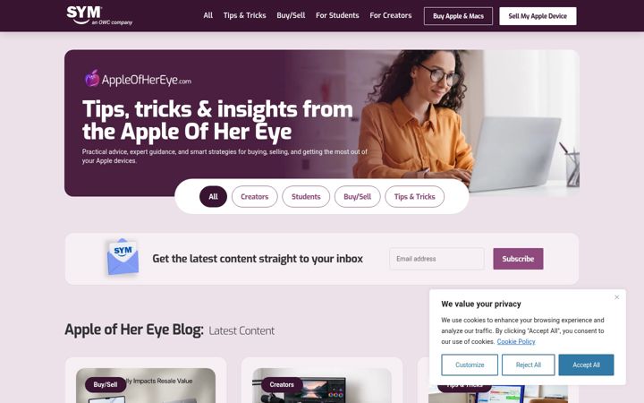 Screenshot of appleofhereye.com