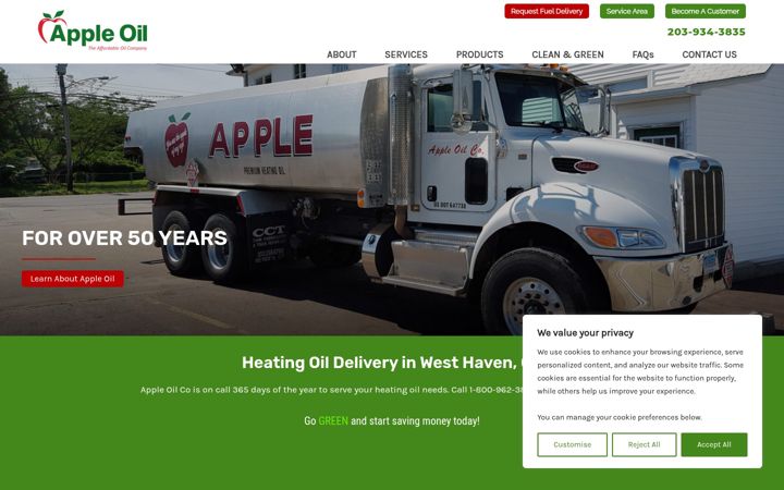 Screenshot of appleoil.com