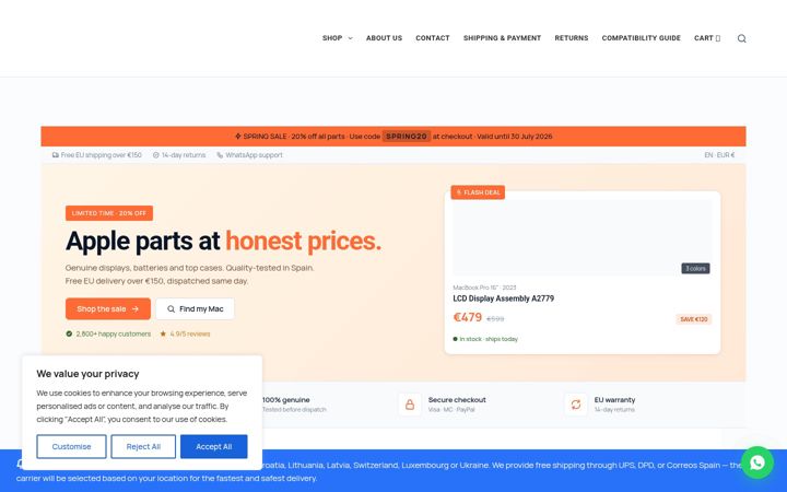 Képernyőkép: applesparemarket.com