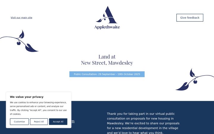 Screenshot of applethwaitemawdesley.co.uk