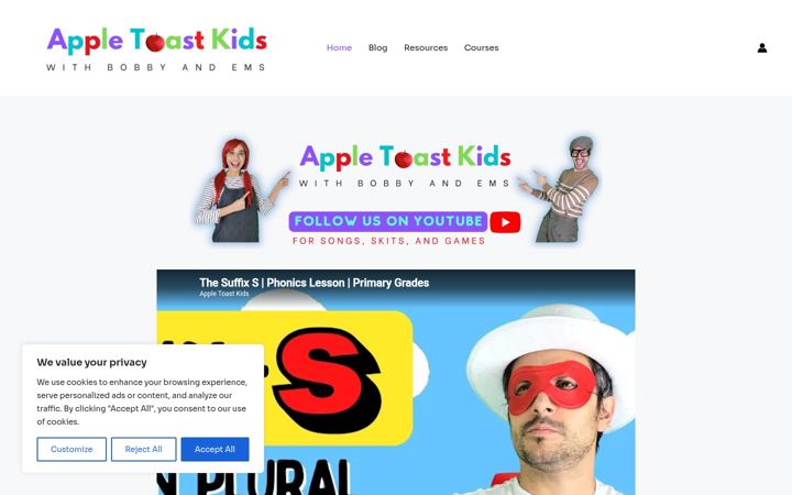 Screenshot von appletoastkids.com