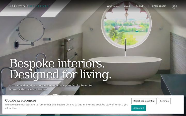 Screenshot of appletoninteriors.co.uk
