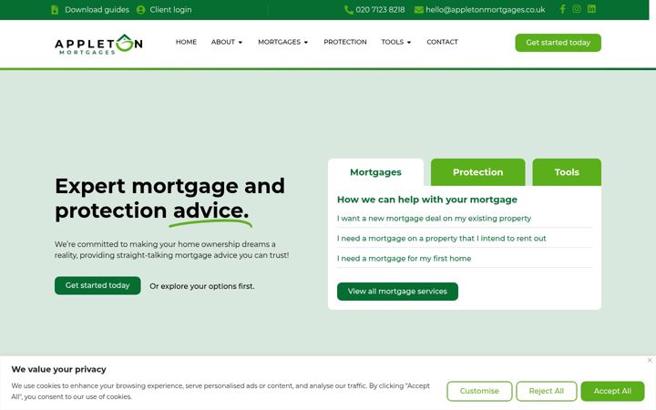 Екранна снимка на appletonmortgages.co.uk