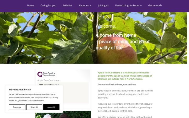 Screenshot ta' appletreecareyork.co.uk