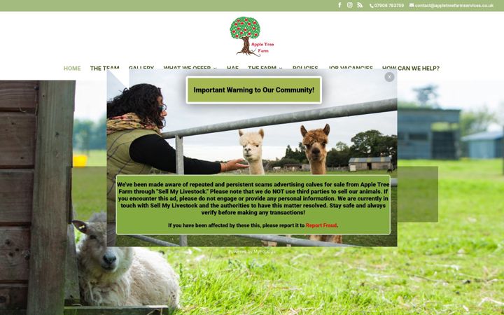 Screenshot ta' appletreefarmservices.co.uk