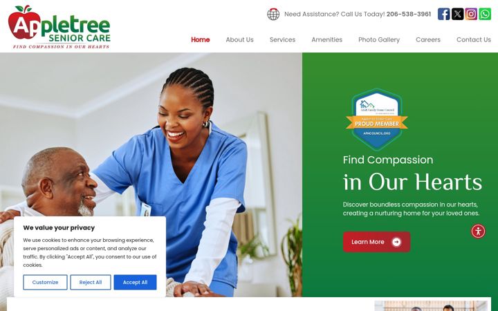 Screenshot von appletreeseniorcare.com