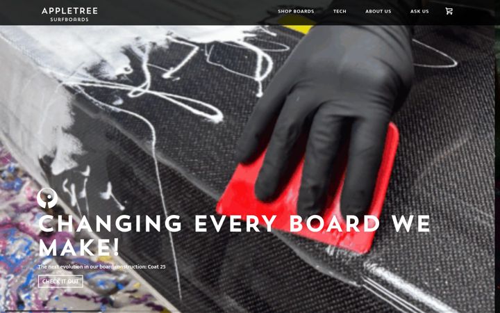 Screenshot von appletreesurfboards.com