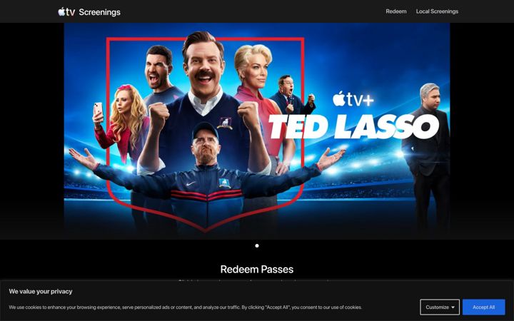 Screenshot of appletvscreenings.com