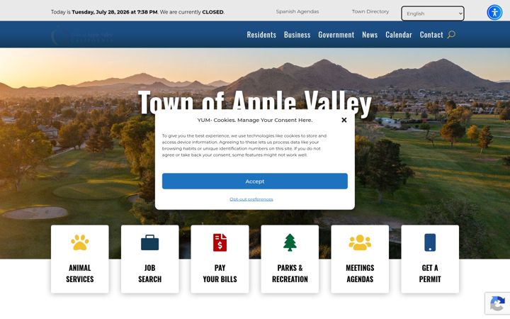 Screenshot von applevalley.org