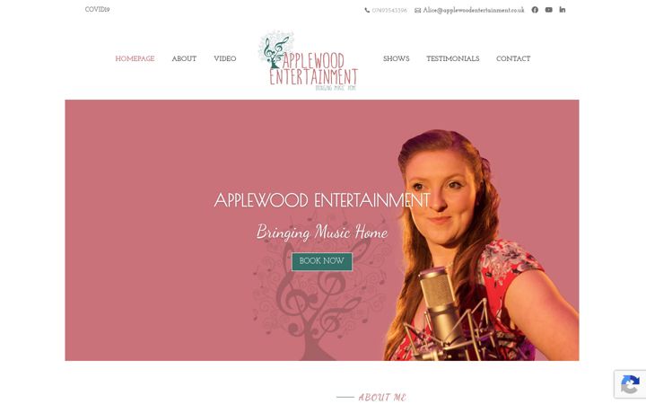 Screenshot of applewoodentertainment.co.uk